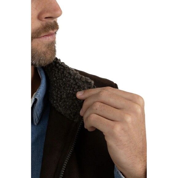 Rainforest Mens Faux Micro Suede Faux Shearling Lined Brown Vest Medium $150MSRP - Picture 2 of 11